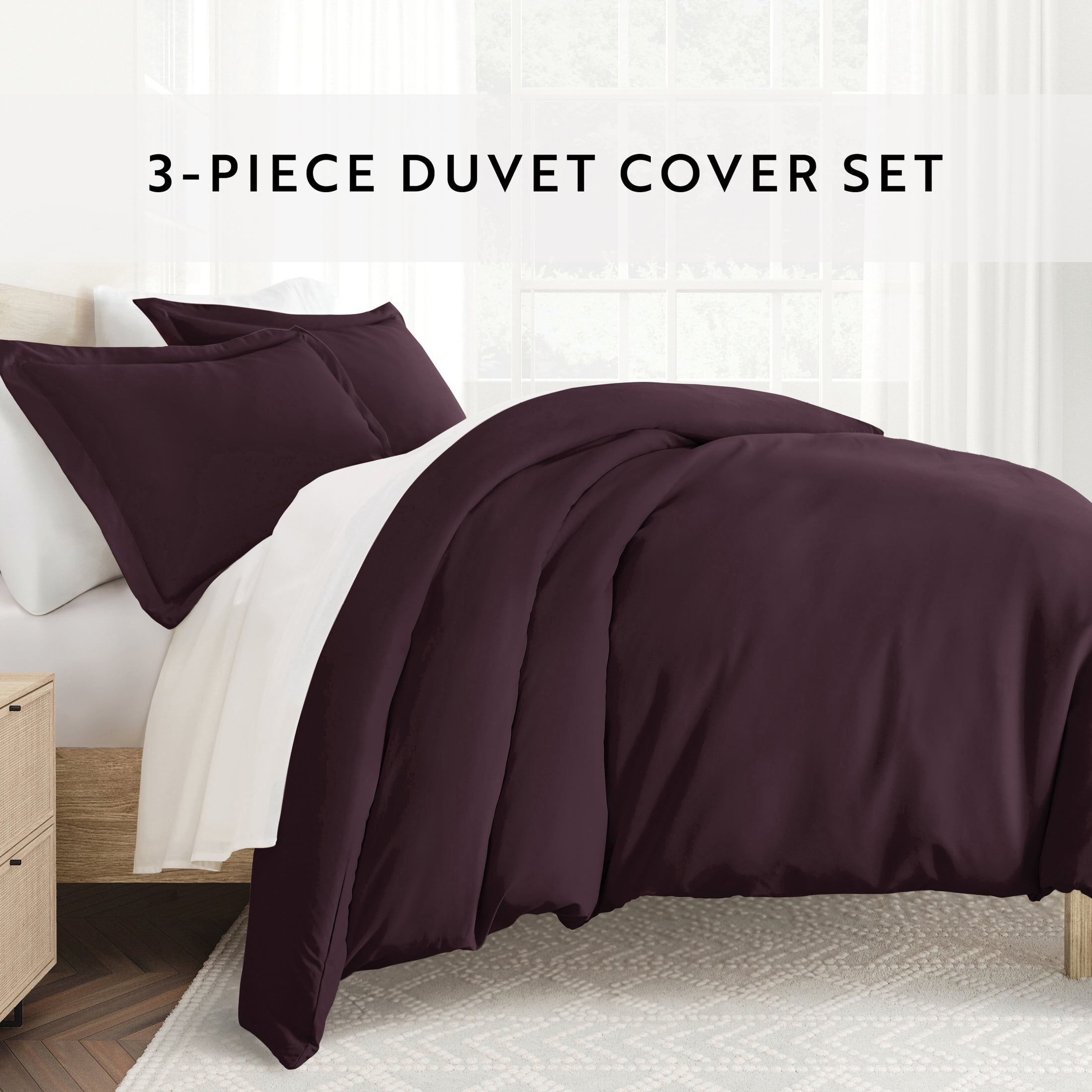 Noble Linens 3-Piece Purple Duvet Cover Set, Full/Queen