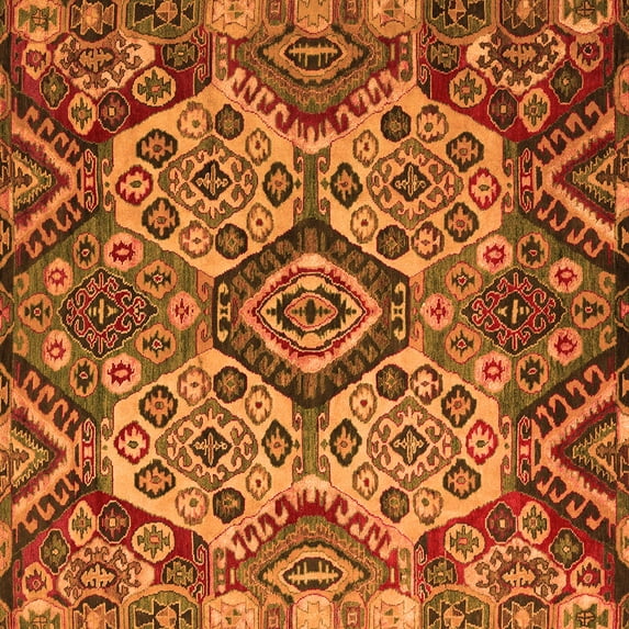 Ahgly Company Indoor Square Abstract Orange Modern Area Rugs, 7' Square