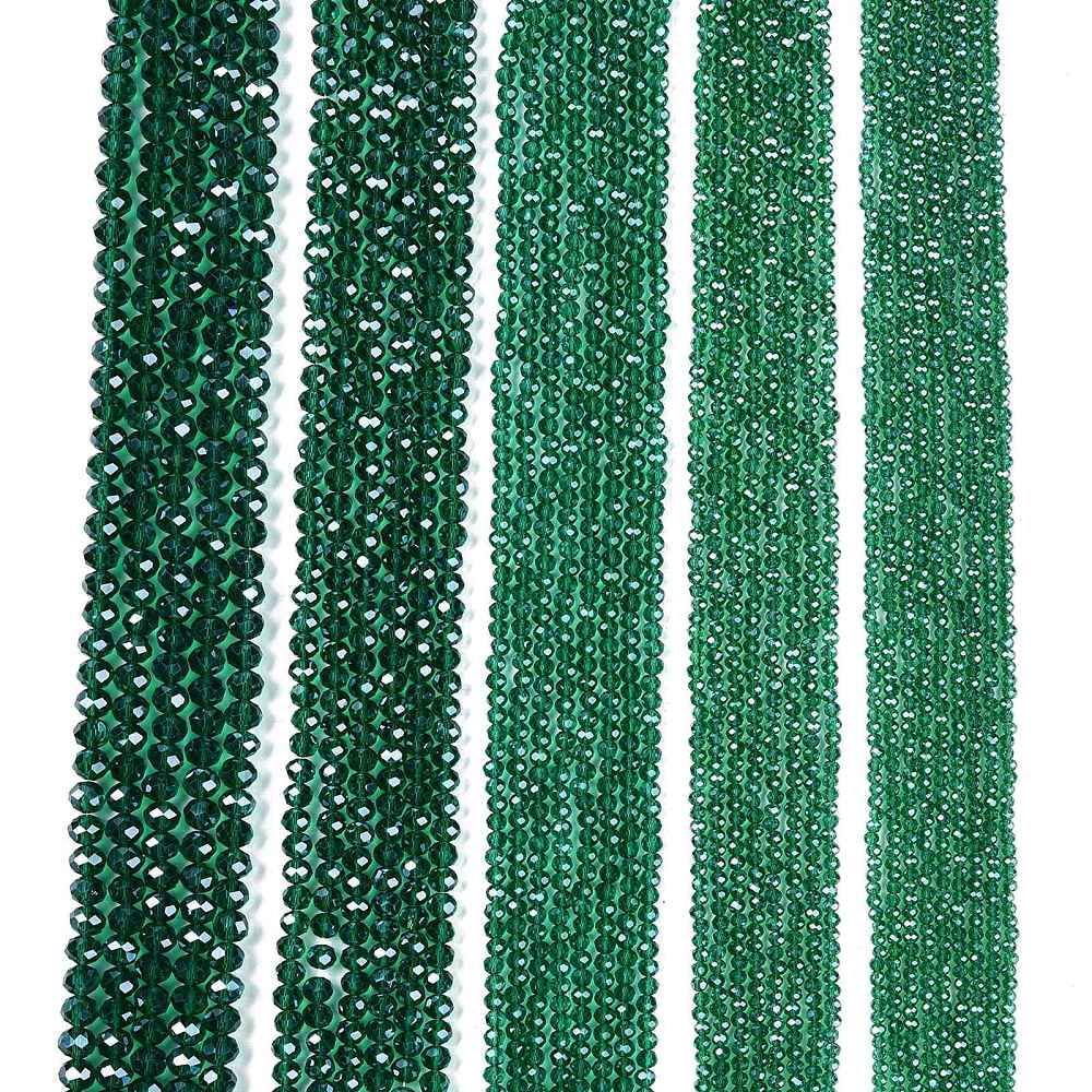 Electroplate Glass Beads Strands Pearl Luster Plated Faceted Rondelle Green 8x6mm Hole: 1mm about 60~62pcs/strand 39~40cm