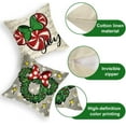thumbnail image 6 of Merry Christmas Decorative Throw Pillow Covers 20x20 Set of 4, Xmas Candy Wreath Polka Dots Bow Cushion Case Decor, Noel Joy Winter Holiday Farmhouse Home Sofa Couch Decoration, 6 of 6