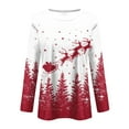 thumbnail image 6 of Inglocry Women Christmas Tops Long Sleeve Womens Top Funny Christmas Graphic Tshirts Crewneck Holiday Pullover Tops Hot Pink S, 6 of 7