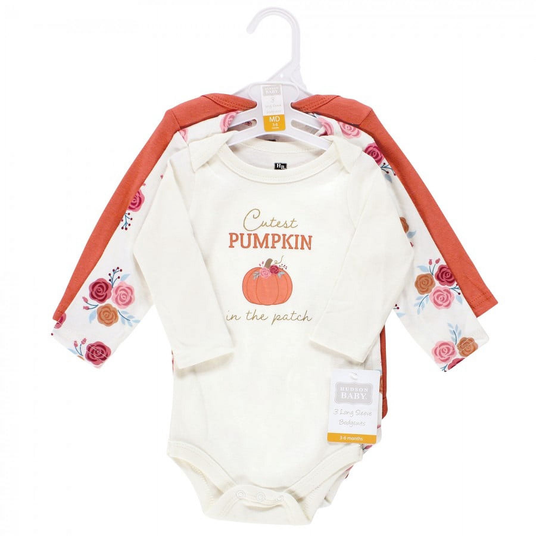 Hudson Baby Cotton Long-Sleeve Bodysuits, 3-Pack, Newborn- 24 Months