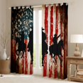 thumbnail image 2 of Manfei Vintage Cowboy Blackout Curtains Set of 2 (52x84 Each),Grunge American Flag Curtain,Red Black, 2 of 7