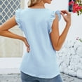 thumbnail image 4 of Women's T-Shirts Sevevn Fashion Casual Women's Solid Short Sleeve-Neck Fold T-Shrit Top Blouse Tops For Women Trendy, 4 of 4