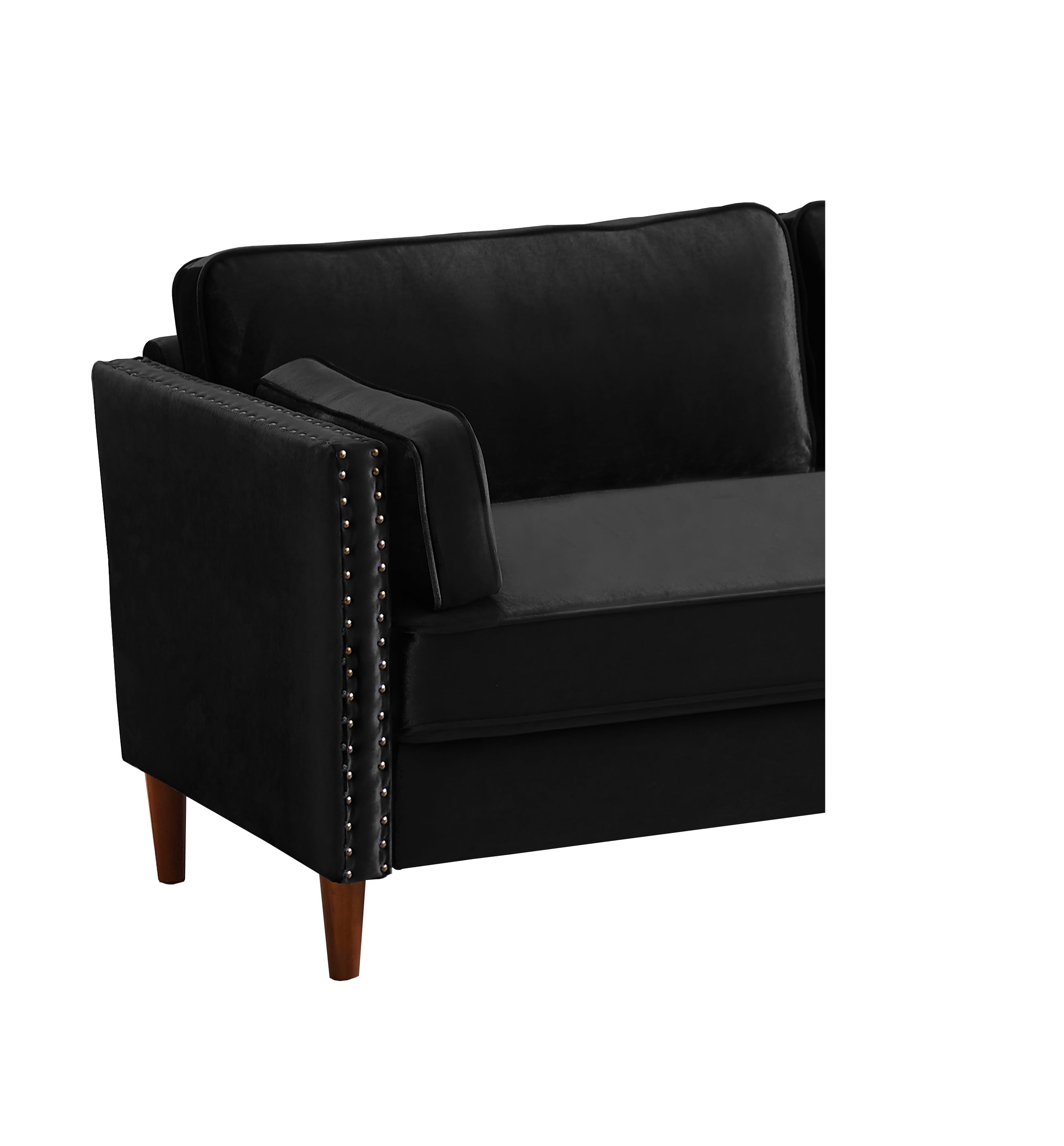 Private Jungle Velvet Loveseat Sofa Tufted Couch,Comfy Upholstered Settee Couch with wood Legs for Compact Space Apartment (Black)