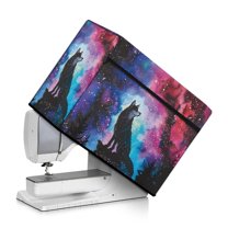 SEANATIVE Galaxy Wolf Sewing Machine Cover Foldable Dust Cover for Sewing Machine Protective Cover with Storage Pockets and Top Handle for Most Sewing Appliance