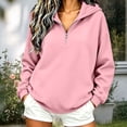thumbnail image 2 of Sevevn Women's Half Zip Hoodie Long Sleeve Pullover Sweatshirt Casual Loose Hooded Tops Pink L, 2 of 7