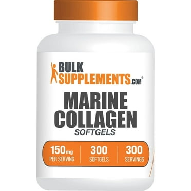 BulkSupplements Collagen Softgels - Marine Collagen Supplement, Gluten Free - 1 Softgel per Serving (150mg), 300 Count