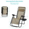 thumbnail image 3 of CHYVARY Set of 2 Oversized Zero Gravity Patio Reclining Lounge Chair with an Adjustable Headrest and Side Tray, Beige, 3 of 8