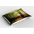 thumbnail image 2 of Ambesonne Forest Pillow Sham 2 Pack, Spring Woodland Trees, 26"x20", Fern Green Cinnamon, 2 of 3