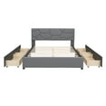 thumbnail image 3 of BTMWAY Queen Bed Frame with Storage, Linen Fabric Upholstered Platform Bed with Brick Pattern Headboard and 4 Drawers, No Box Spring Needed, Queen Size Bed Frame for Teens Adults, Holds 500lbs, Gray, 3 of 9