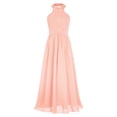 thumbnail image 3 of zdhoor Kids Girl's Halter Ruched Bodice Special Occasion Dresses Chiffon Bridesmaid Maxi Long Flower Pink 8, 3 of 6