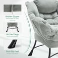 thumbnail image 3 of OMNIBERG Lazy Chair with Folding Ottoman, Oversized Comfy Lounge Chair with Armrests and Side Pocket for Reading, Relaxing, and Napping, Perfect for Living Room, Bedroom or Office, Green, 3 of 9