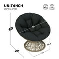 thumbnail image 3 of Swivel Papasan Chair, Wicker Chair, Ergonomic Chair with 360 Degree Rotation, Adjustable Feet and Waterproof Olefin Fabric Cushion for Living Room Lounge, 40 Inch, Black and Brown, 3 of 11