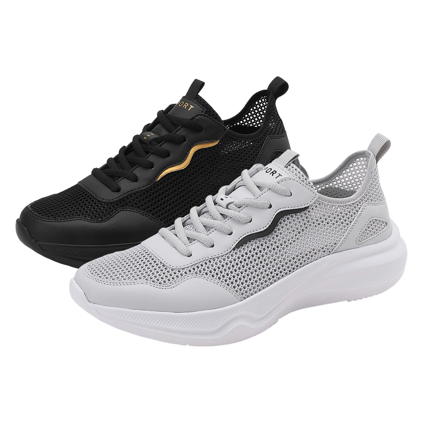 Caqnni Running Shoes for Men Gym Tennis Athletic Mesh Sneakers Lightweight Sports Fashion Workout Casual Shoes (Black,44)