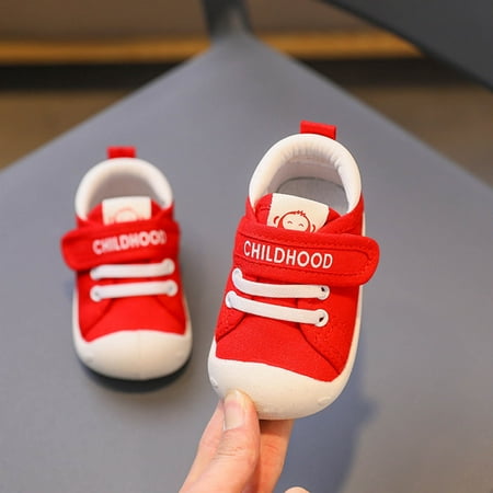 

LYCAQL Baby Shoes Todder Shoes Boy Girl Non Slip Mesh First Walkers 6 9 12 18 24 Months Crib Shoes Boys (Red 7 )