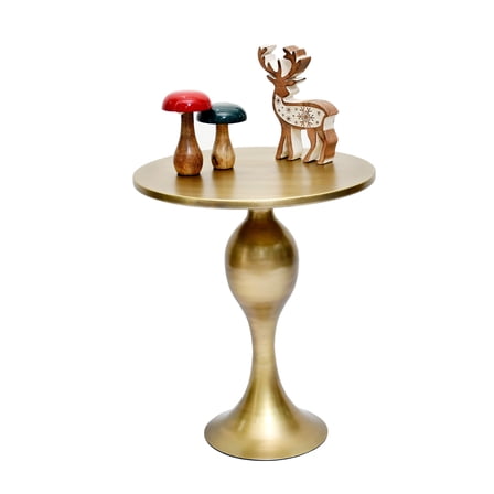 Sculptural Pedestal Antique Brass Side Table