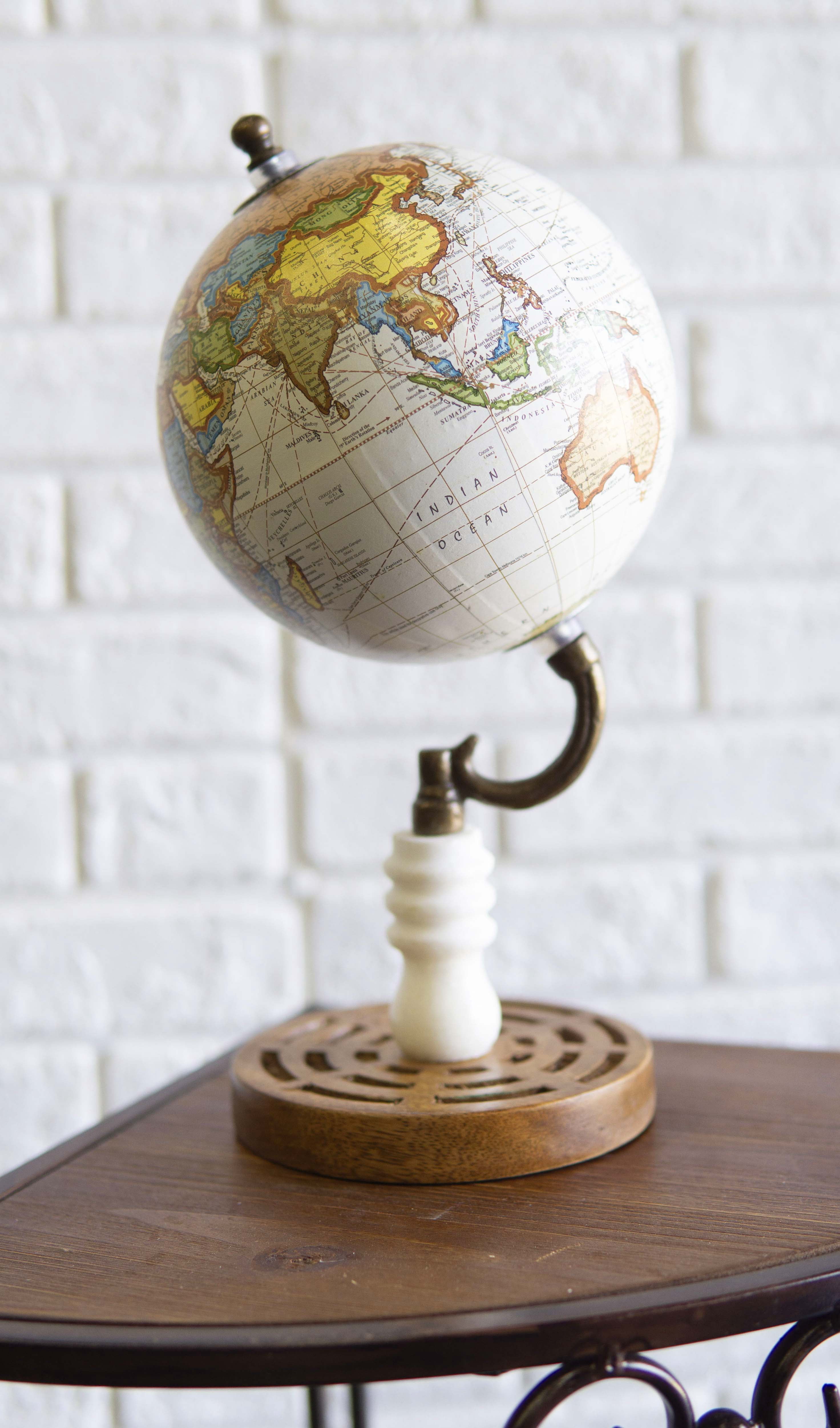 URBNLIVING Mappamondo Classico Girevole Rustico In 4 Misure – Base In Legno, Stile Vintage, Mappa Terrestre, Perfetto Per Arredare Studio E Cameretta