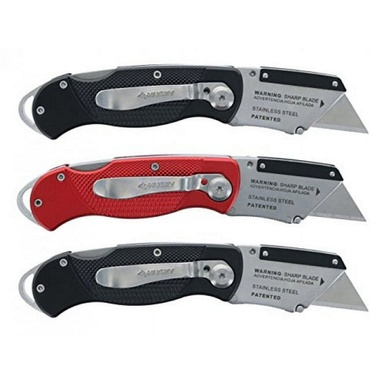 Husky Folding Sure-Grip Lock Back Utility Knives Multi Pack (3