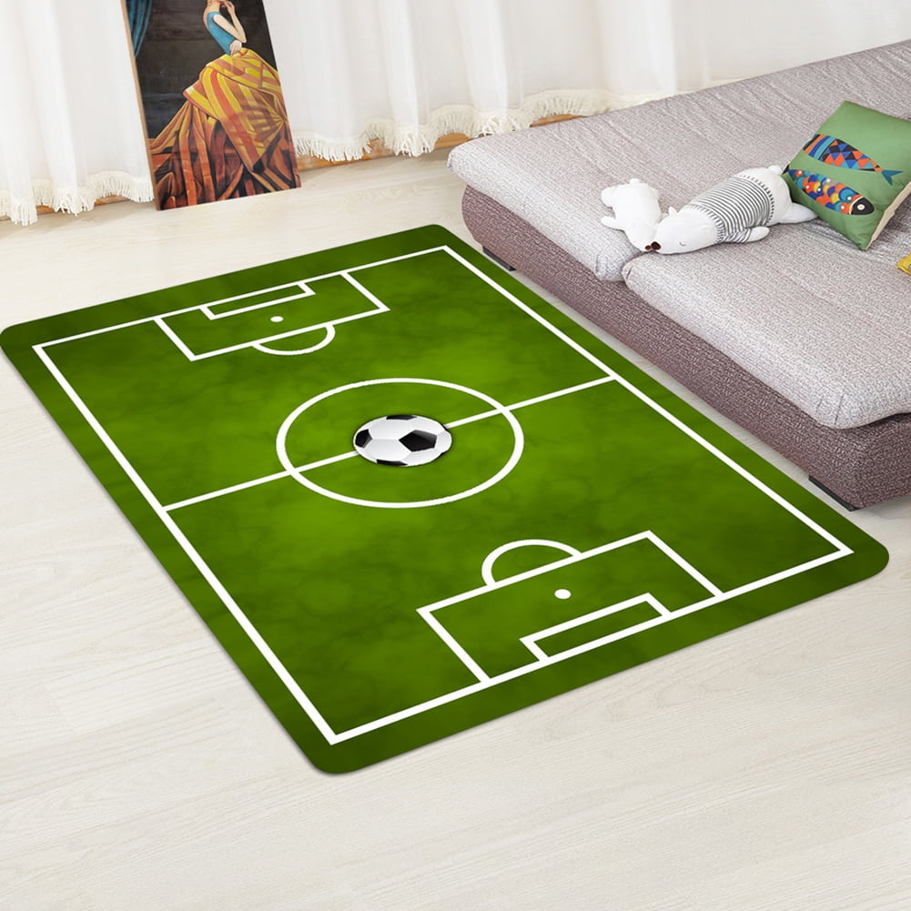 Mini Football Field Pattern Non Slip Area Rug for Home Living Room