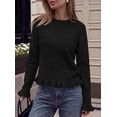 thumbnail image 4 of PRETTYGARDEN Women's Ruffle Sweaters Fall Fashion Cozy Knit Pullover Soft Stretchy, Crewneck Long Sleeve, Cute Peplum Tops, Dressy Casual Blouses, Going Out Holiday, Trendy Winter Outfits, 4 of 10