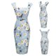 thumbnail image 2 of Vestido Midi de fiesta Retro elástico con abertura en la espalda abierta con estampado Floral y cuello cuadrado Sexy informal a la moda para mujer Pompotops  ghjkhdj11266, 2 of 9