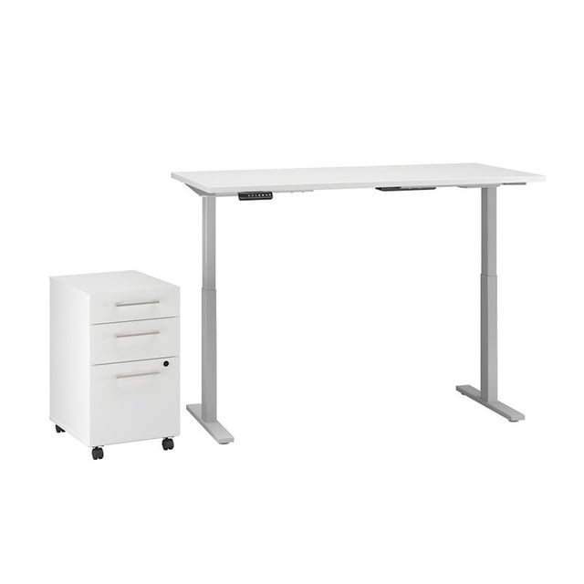 Move 60 Series 60W x 30D Adjustable Desk Set in White - Engineered Wood