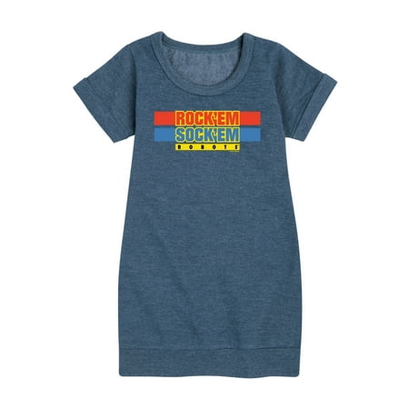 

Rock Em Sock Em - Rock Em Sock Em Robots Logo - Toddler And Youth Girls Fleece Dress