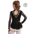 thumbnail image 2 of TiaoBug Kids Girls Figure Ice Skating Dress Long Sleeve Chiffon Tutu Skirt Leotard Ballet Dance Practice Outfit Silver 12, 2 of 6