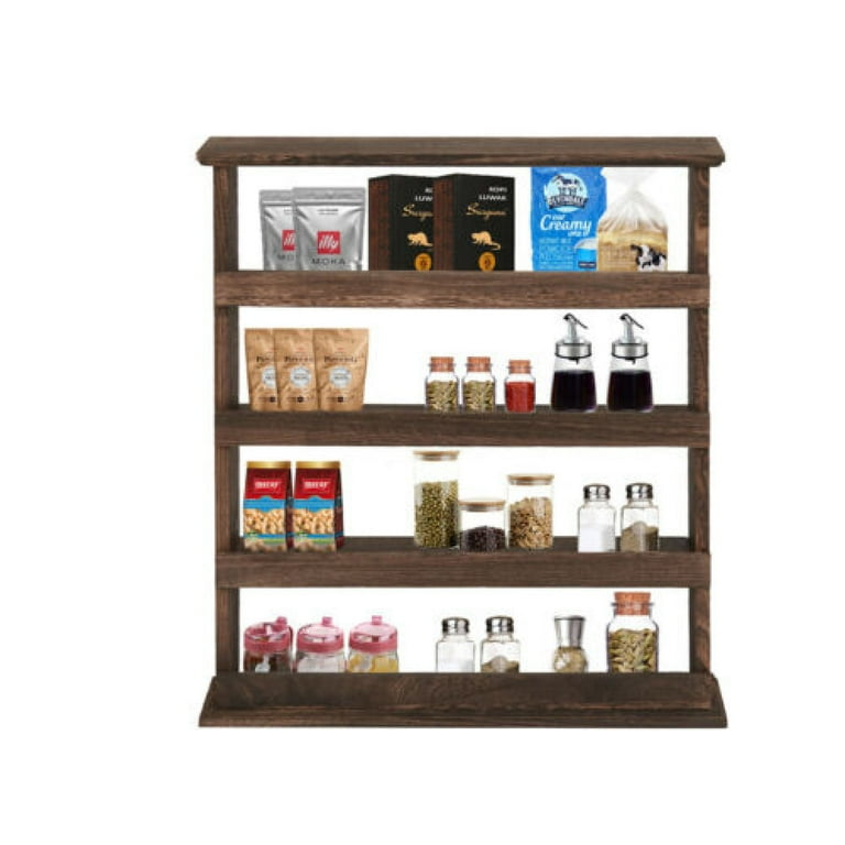 TJ.MOREE 4 Pack Spice Rack Wall Mount Rustic Style Hanging Spice Organizer  for Wall, Kitchen Spice Storage