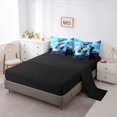 thumbnail image 5 of Feelyou Ocean Sea Dinosaur Shark Twin Bedding Sets for Boys Kids Men, Prehistoric Sea Bedding Comforter Set, Blue, Black Reversible, 7pcs, 5 of 7