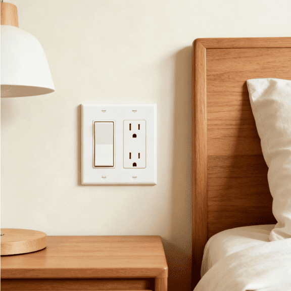 Double Light Switch Cover Plate,Size 2-Gang 4.48" H x 4.52” L, Unbreakable Polycarbonate Thermoplastic, Glossy, White 8pcs