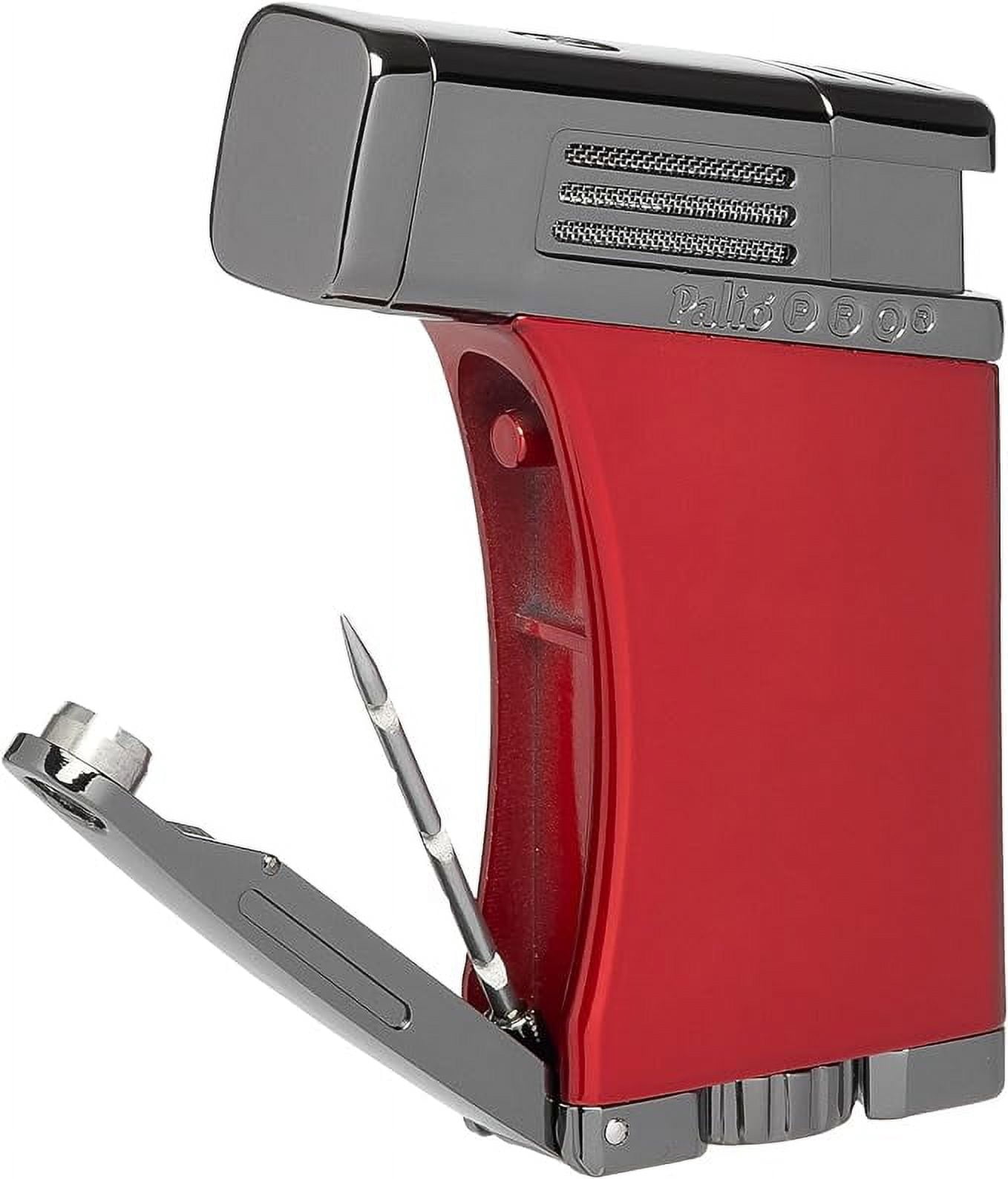 PALIO® Pro Line, Scorpius Jet Torch Cigar, Angled, Single-Jet Torch Lighter with a Fold -Out 7.5mm Punch Cutter, Red