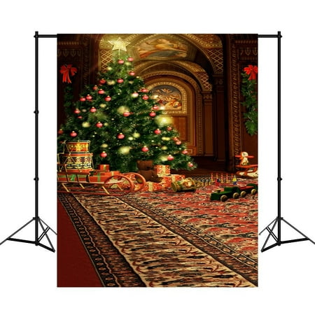 Image of MOHome 5x7ft Christmas Photography Backdrops Castle Gifts Carpet Lighting Tree Photo Background Studio Props