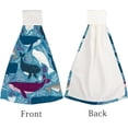 thumbnail image 4 of Hanging Towels 1 Pcs, Dish Towels Whales Playing Absorbent Hand Towels with Hanging Loop Washcloth for Bathroom Kitchen, 4 of 6