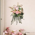 thumbnail image 6 of Eucalyptus Chrysanthemum Wall Hanging Decor Teardrop Swag Silk Flower with Light for Farmhouse Backyard Entryway, 6 of 9