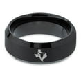 thumbnail image 2 of Tungsten Texas The Lone Star State Longhorn Band Ring 8mm Men Women Comfort Fit Black Beveled Edge Brushed Polished, 2 of 4