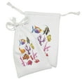 thumbnail image 2 of Ocean Fabric Pouch Set of 2, Illustration of Exotic Fish Seaweed Coral Algae and Jellyfish Oceanic Wild Life, Small Drawstring Bag for Toiletries Masks and Favors, 9" x 6", Orange Purple, by Ambesonne, 2 of 2