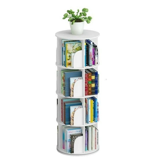 4 Tier 360Â° Rotating Stackable Shelves Bookshelf Organizer_ White