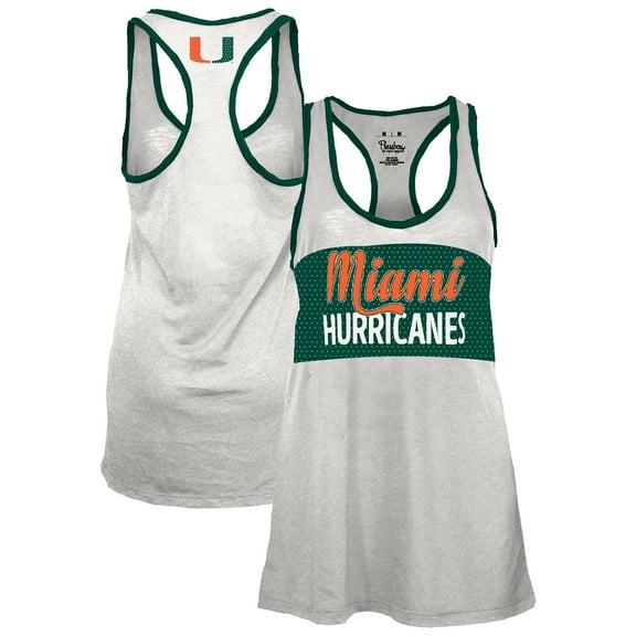 Women's Pressbox White/Green Miami Hurricanes Tracy Racerback Burnout Tank Top