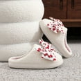 thumbnail image 5 of Xfvqtps Women Fluffy Slippers Strawberry Print Bow Versatile Cute Indoor Home Funny Winter Non-Slip Thick Sole Plush Slippers White, 5 of 9