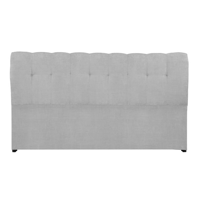 cabecera king size nube dicasa gris tapizada en tela tejido plano, vista frontal centrada de silueta rectangular acolchada con diseño capitoné y costuras verticales; base lisa con patas visibles, estructura en madera de pino, altura aprox. 116 cm; apta como cabecera tapizada para recámara.