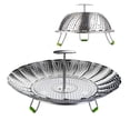 thumbnail image 1 of Cesta para cocinar al vapor de verduras, cesta para cocinar al vapor de verduras de acero inoxidable, vaporizadores plegables y expandibles para adaptarse a ollas de varios tamaños, 1 of 6