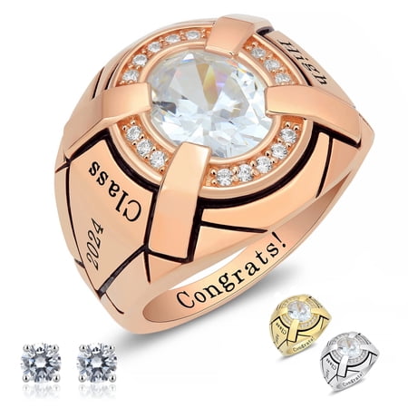 Ccjcinata Personalized Customizable class rings for men high school graduation rings for men ( Rose Gold Plated)