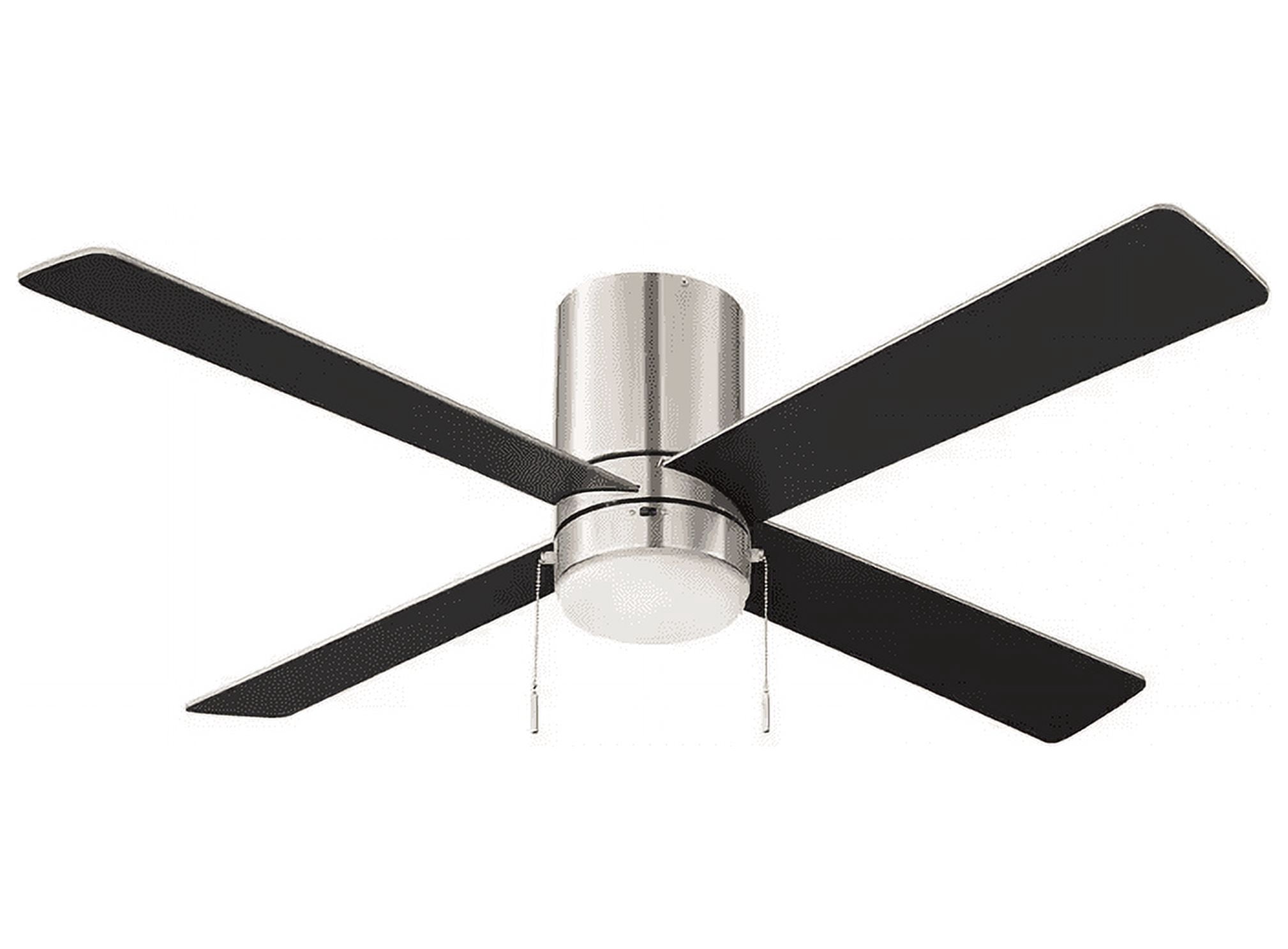 Scenic 52 in. Integrated LED Indoor Brushed Nickel Hugger Ceiling Fan with Reversible Motor  Reversible Blades Included