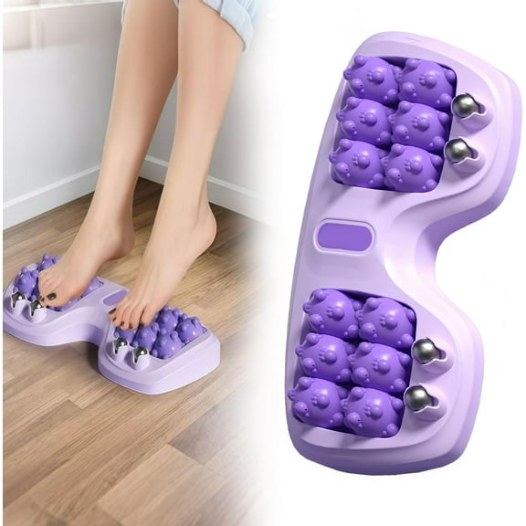 Portable Double Foot Massage Roller, New Dual Foot Massage Roller for Relieve Pain from Plantar Fasciitis and Improved Circulation for Home & Office (Purple)