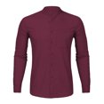 thumbnail image 1 of Camisas Para Hombre Camisas casuales de manga larga de algodón y lino con botones para hombre, camisetas de playa con manga enrollable y liso liso (Red, XXL), 1 of 3