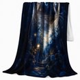 thumbnail image 2 of Blue Eyed Cat in Moonlit Garden, Mystical Celestial Style for Cat Lovers, Starry Night Cat Portrait and Birthday Gift, Cozy Flannel Blanket for Bedroom and Reading Nook, Home Decor, 2 of 9