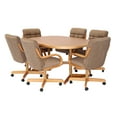 thumbnail image 3 of Caster Chair Company 7-Piece 42x[42/60] Caster Dining Set Wood Edge Laminate Table Top & Caramel Chairs, 3 of 11