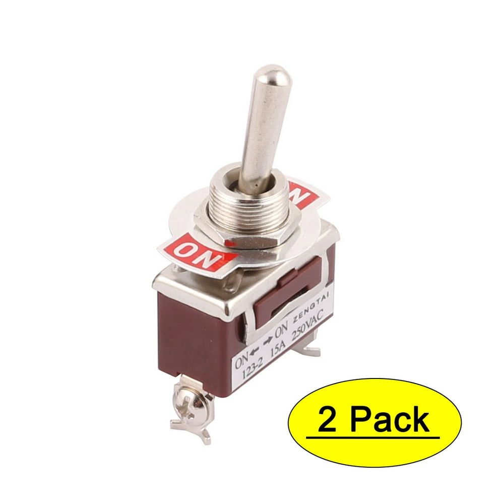 2 Pcs 250v 15a Onon 2 Position Spdt Momentary Toggle Switch Brown